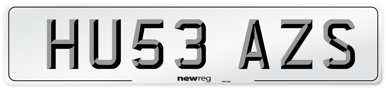 HU53 AZS Number Plate from New Reg
